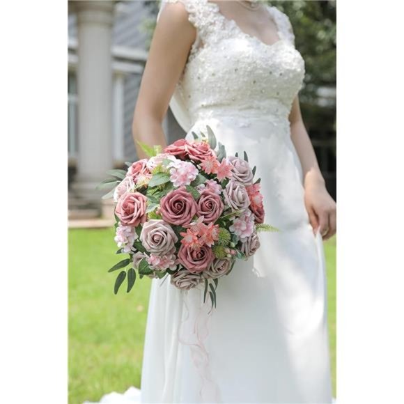 Artificial Flowers Combo Box Set Gradient Color Flower Leaf w/ Stems DIY Wedding - Picture 5 of 6